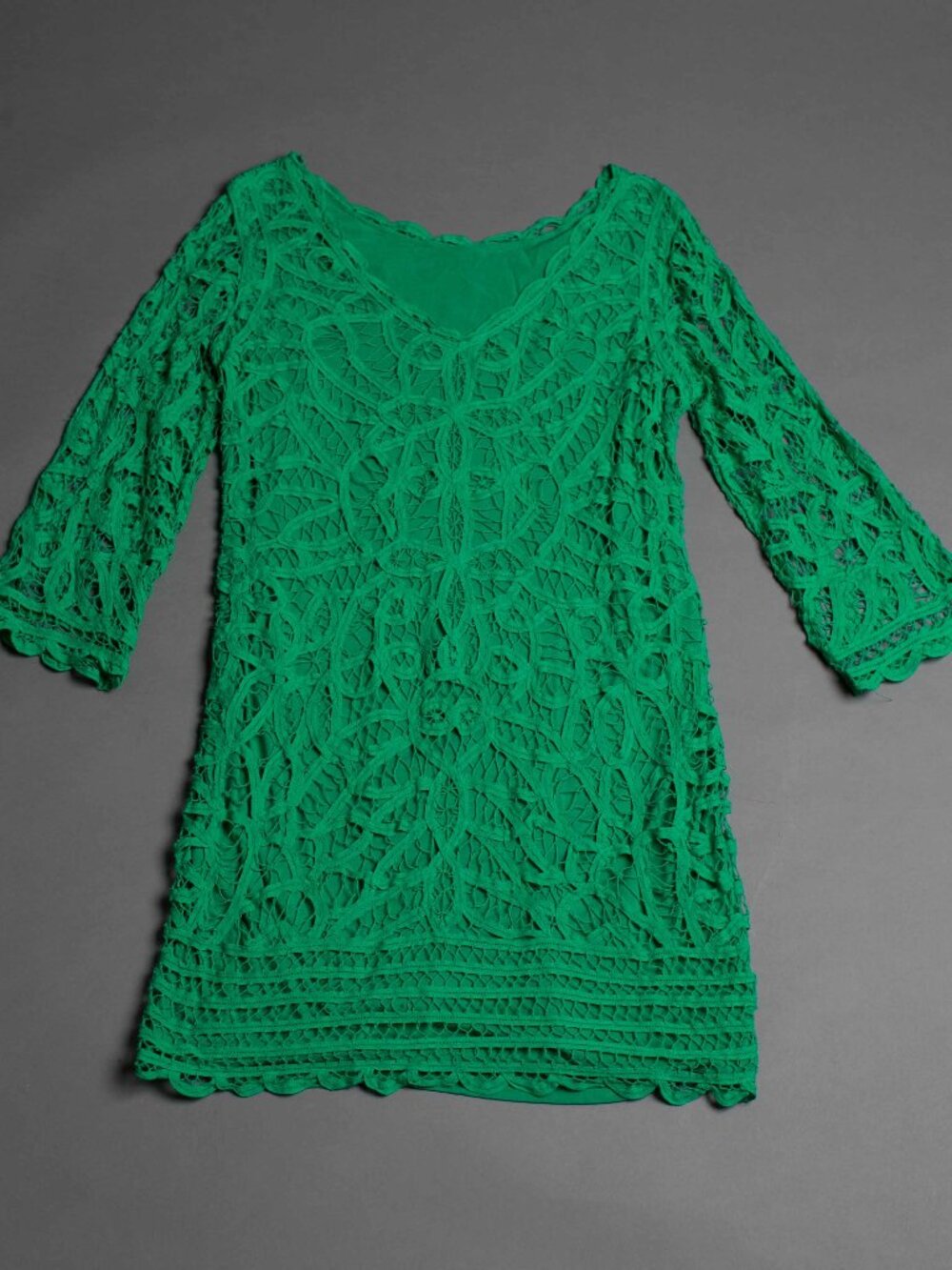 INC Kelly Green Lace Shift Dress in Medium Petite